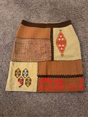 Anthropologie Tabitha multicolor patchwork Mini Skirt